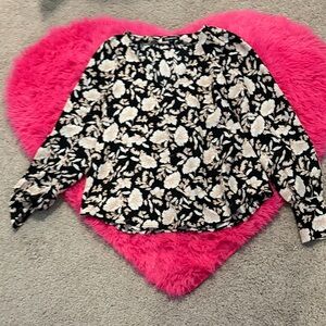 Express Black and Cream Floral Top